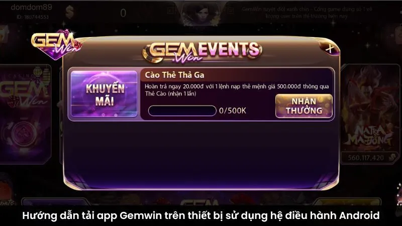 Hướng dẫn tải app Gemwin trên thiết bị sử dụng hệ điều hành Android