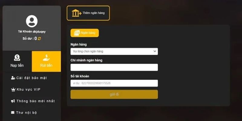 Cập nhật thông tin ngân hàng 